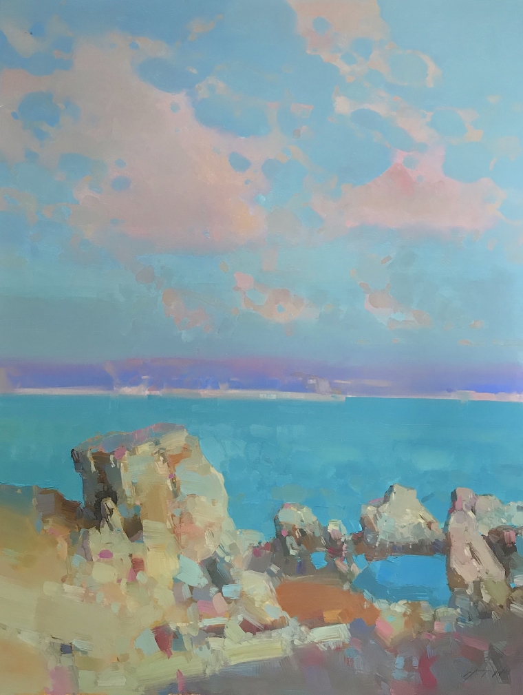 Malibu Cliffs, Original oil Painting, Handmade artwork, One of a Kind                                        